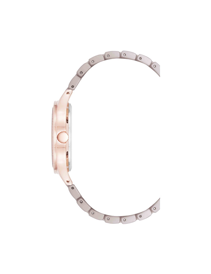 Anne Klein Ceramic Bracelet Floral Dial Watch