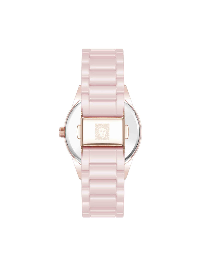 Anne Klein Ceramic Bracelet Floral Dial Watch
