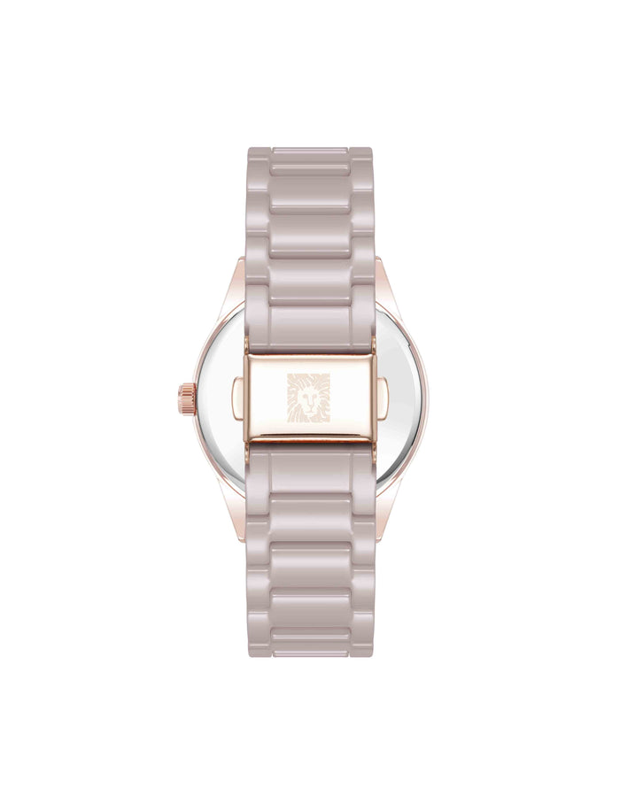 Anne Klein Ceramic Bracelet Floral Dial Watch