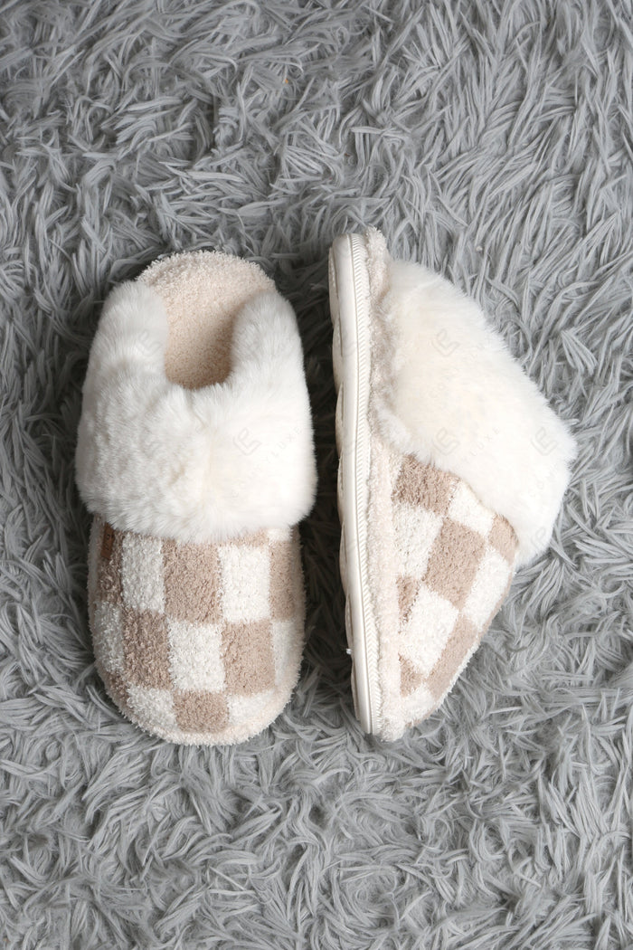 CHECKERED PATTERN MULE SLIPPERS SLIPPERS/SLIDES