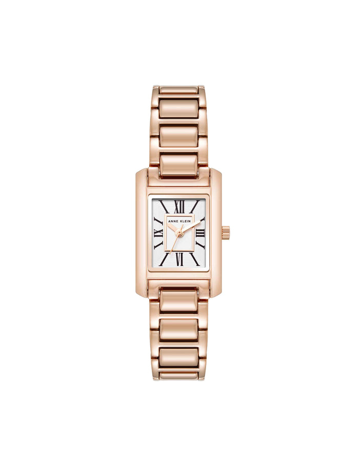 Anne Klein Rose-Tone Classic Rectangular Roman Numeral Watch
