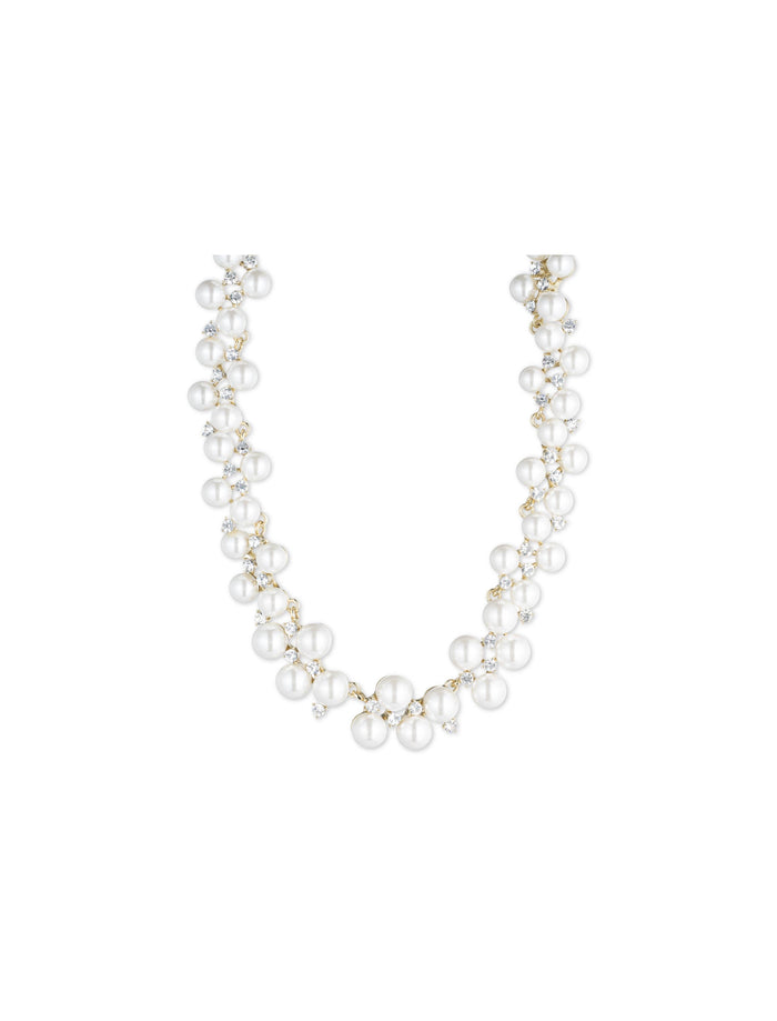 Anne Klein Gold-Tone Clustered Faux Pearl and Crystal Necklace