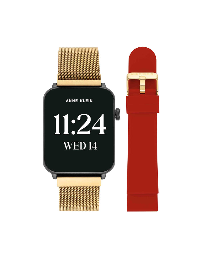 Anne Klein Gold-Tone/Red Connect It Stellar Smartwatch Set
