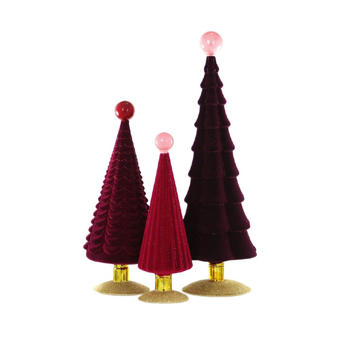 Crushed Velvet Trees in Rose (Set of 3) - bubblegum market