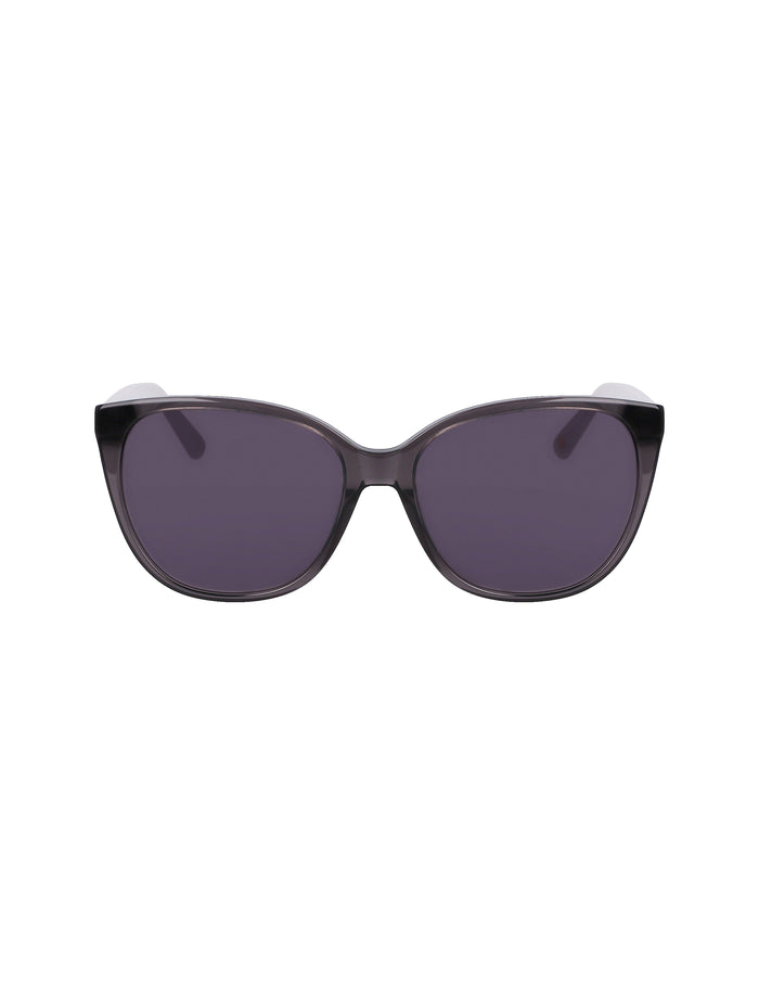 Crystal dark gray cat-eye sunglasses with slightly oversized lenses and translucent acetate frame, front view