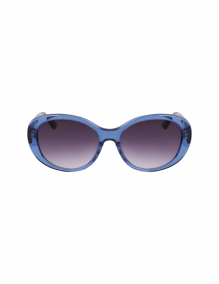 Anne Klein Blue Crystal Crystal Glamorous Oval Sunglasses