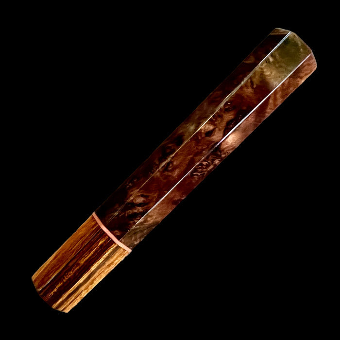 Custom Japanese Knife handle (wa handle)  for 165-210mm : Chechen burl and desert ironwood