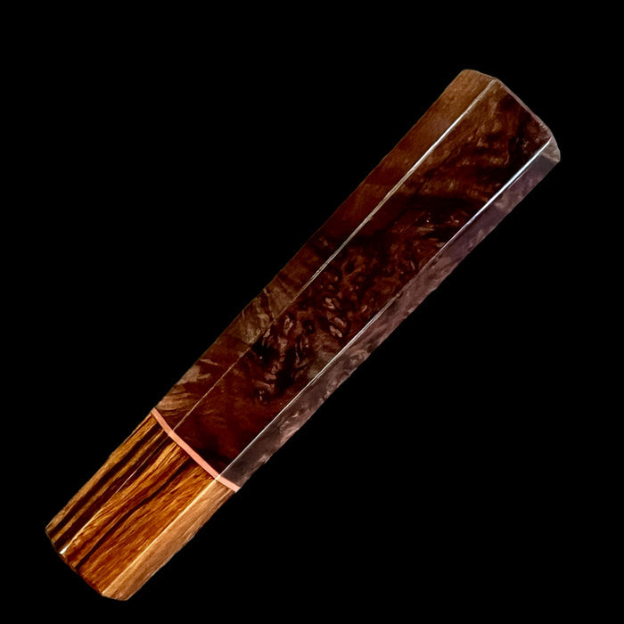 Custom Japanese Knife handle (wa handle)  for 165-210mm : Chechen burl and desert ironwood