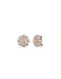 Anne Klein Rose Gold Tone CZ Flower Button Clip-On Earrings