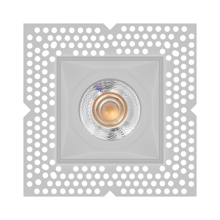 Square recessed ceiling light with mud-in plate on a white background