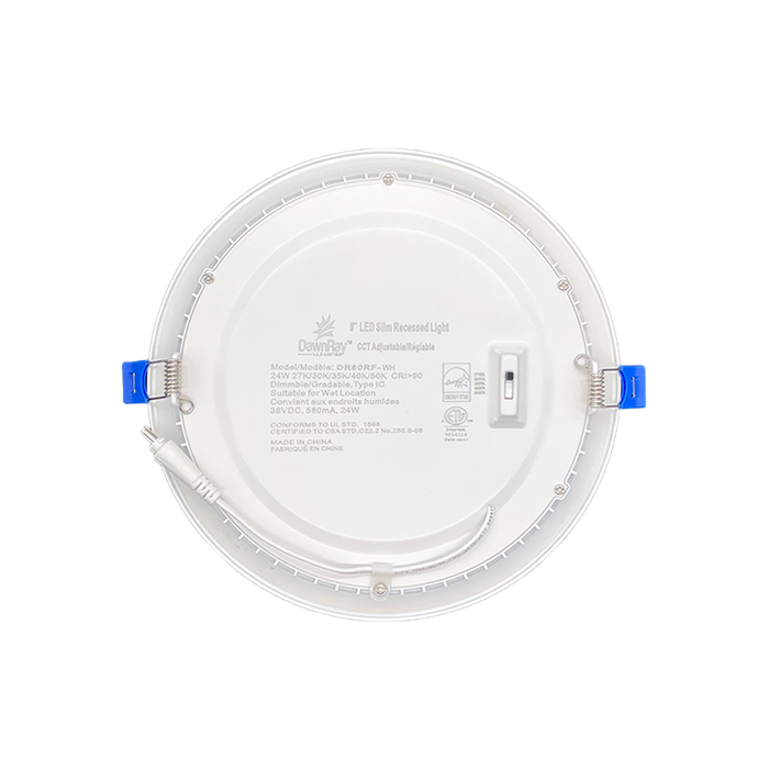 Dawnray 5CCT 8" LED Slim Panel Round White/Black/Brushed Nickel | DR80RF-WH/BK