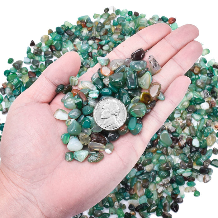 Decorative Ornamental Pebbles, Green Agate, 5mm - 8mm