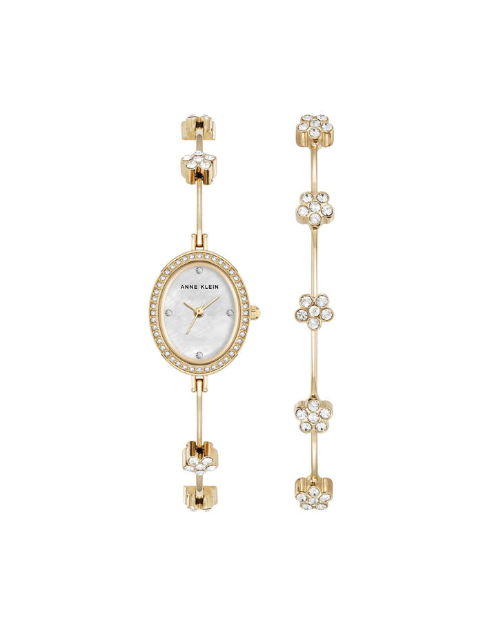 Anne Klein Gold-Tone Delicate Crystal Accented Watch Set