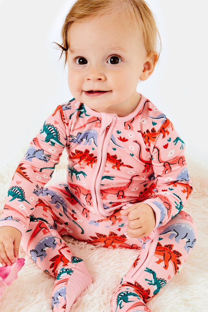 Dinosaur Garden Infant Zipper Footie Pajamas