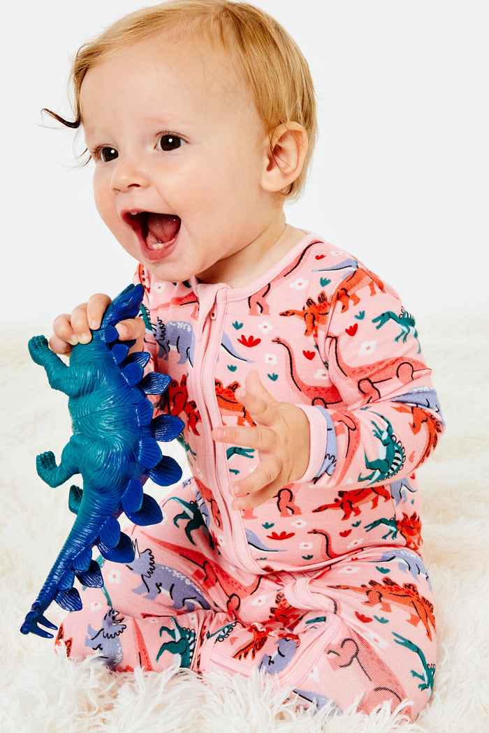 Dinosaur Garden Infant Zipper Footie Pajamas