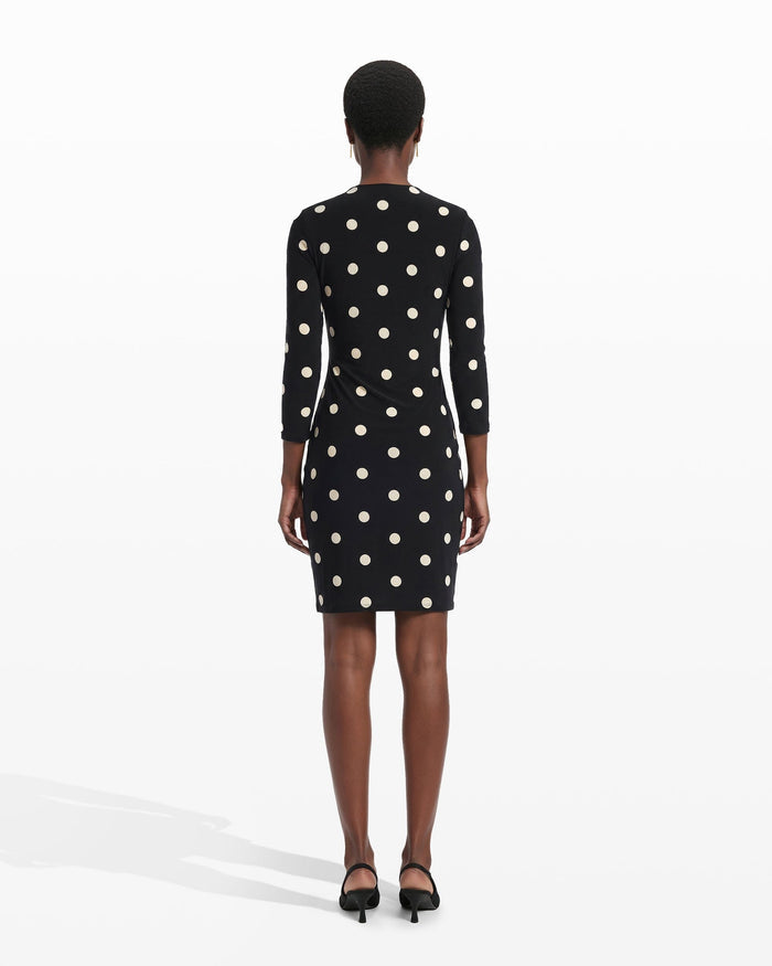 Anne Klein Dot Print Faux Wrap Dress