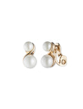 Anne Klein Gold-Tone Double Blanc Faux Pearl Gold-Tone Clip Earrings