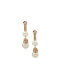 Anne Klein Gold Tone Double Drop Pearl Earrings - Gold / Blanc