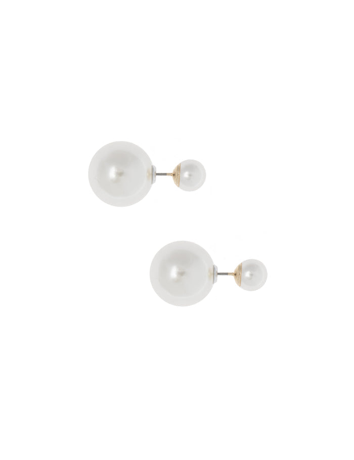 Anne Klein Gold Tone Double Pearl Earrings