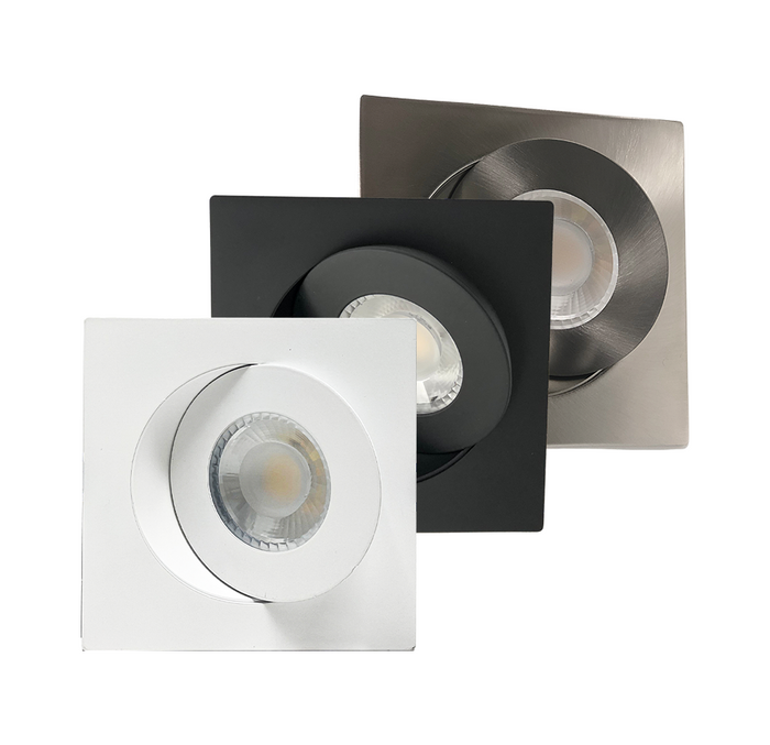 DR40SG-WH/BK/BN | Dawnray 4" 5CCT LED Recessed Lighting Gimbal Square White/Black/Brushed Nickel