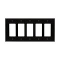 Eaton PJ265BK 5-Gang Decora Mid-size Wallplate, Black