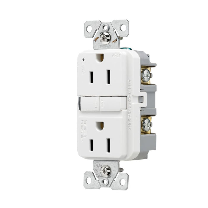 Eaton TRAF15W Arc-Fault Duplex Receptacle/Outlet, 15A, 125V, White