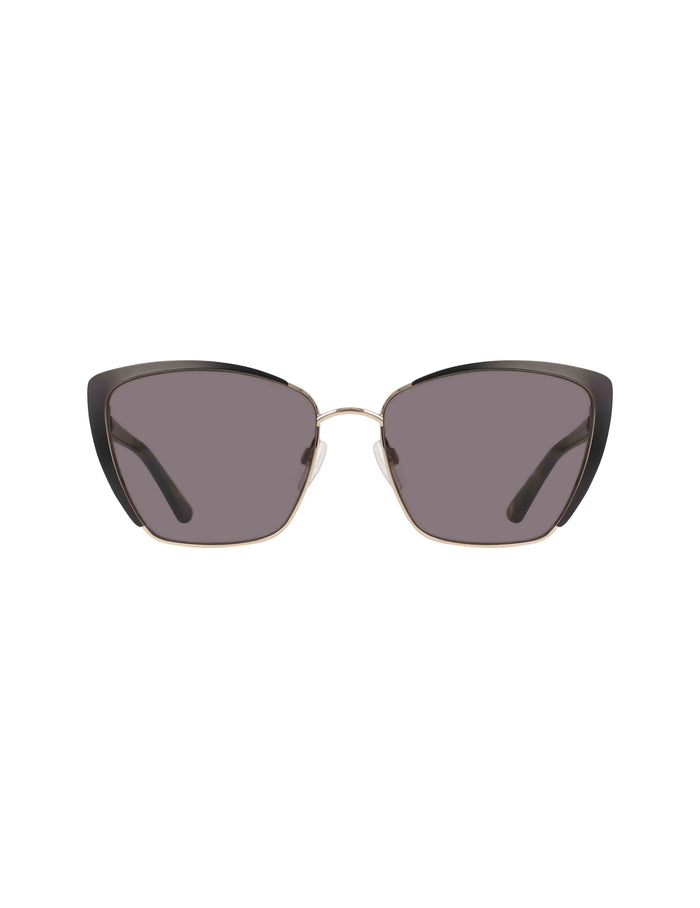 Anne Klein Black Gold Elegant Metal Cat-Eye Sunglasses