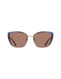 Anne Klein Navy Silver Elegant Metal Cat-Eye Sunglasses
