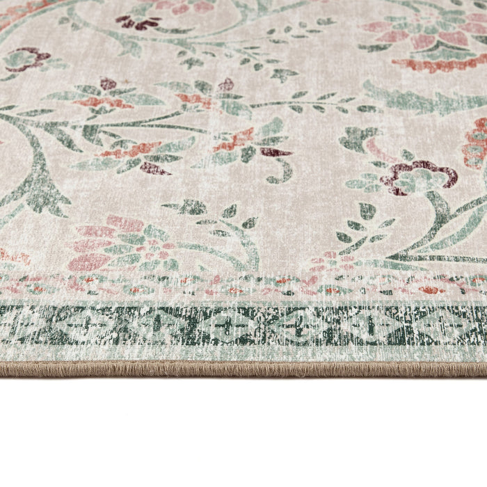 Hug Rug English Floral Washable Rug Texture Close Up