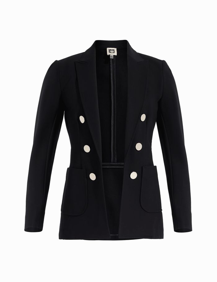 Anne Klein Faux Double Breasted Blazer With Patch Pockets