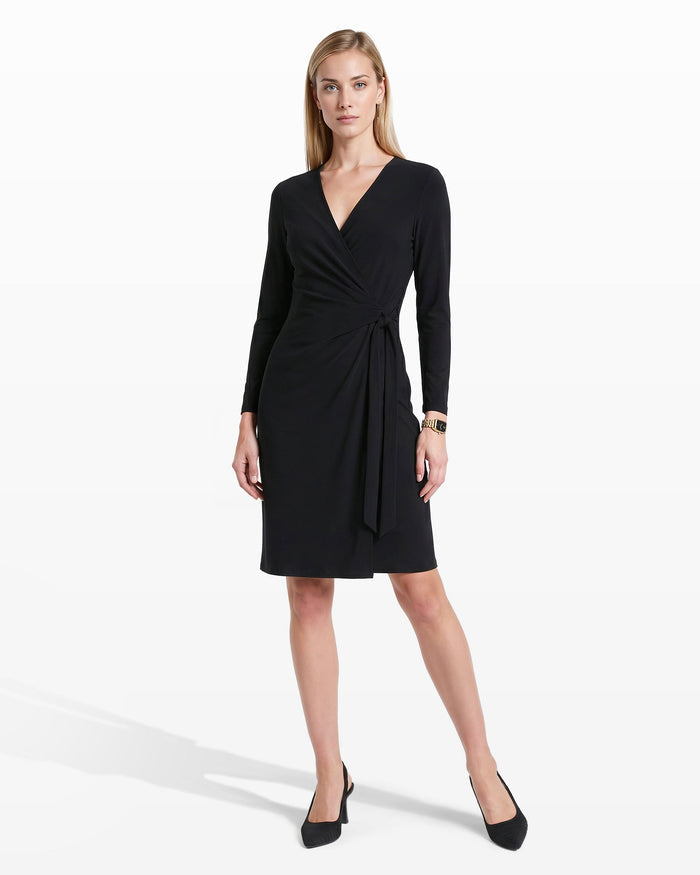 Anne Klein Anne Black Faux Wrap Dress