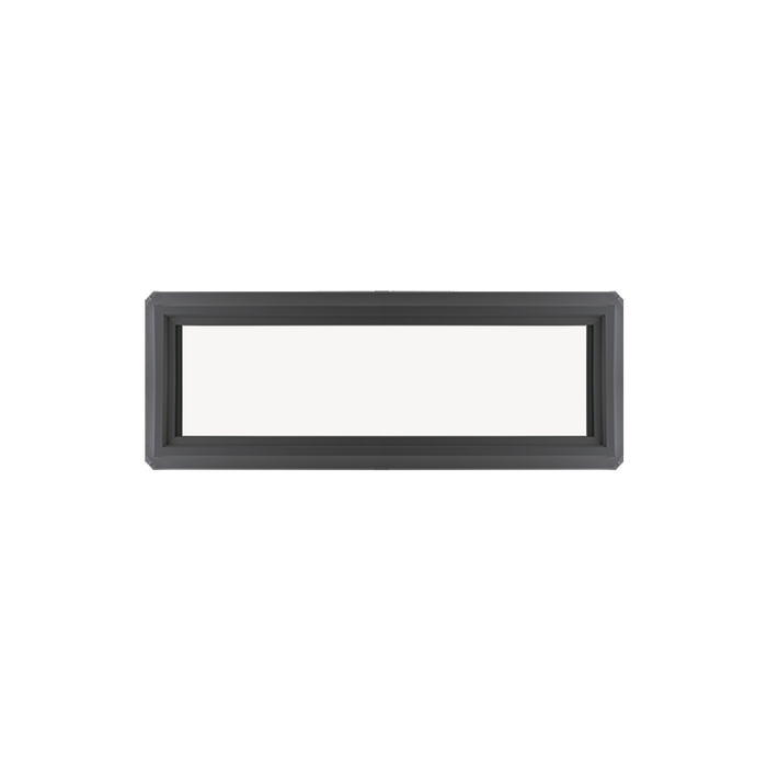 Fixed 12" x 30" Transom Double Pane Tempered Low-E Clear PVC Window Black Front