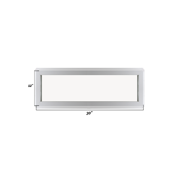 Fixed 12" x 30" Transom Double Pane Tempered Low-E Clear PVC Window Dimensions