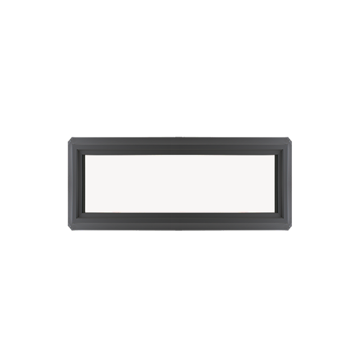 Fixed 16" x 30" Transom Double Pane Tempered Low-E Clear PVC Window Black Front