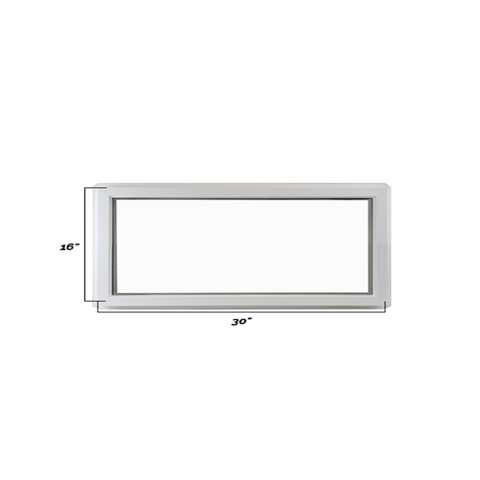 Fixed 16" x 30" Transom Double Pane Tempered Low-E Clear PVC Window Dimensions