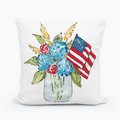Flag Floral Jar Square Pillow