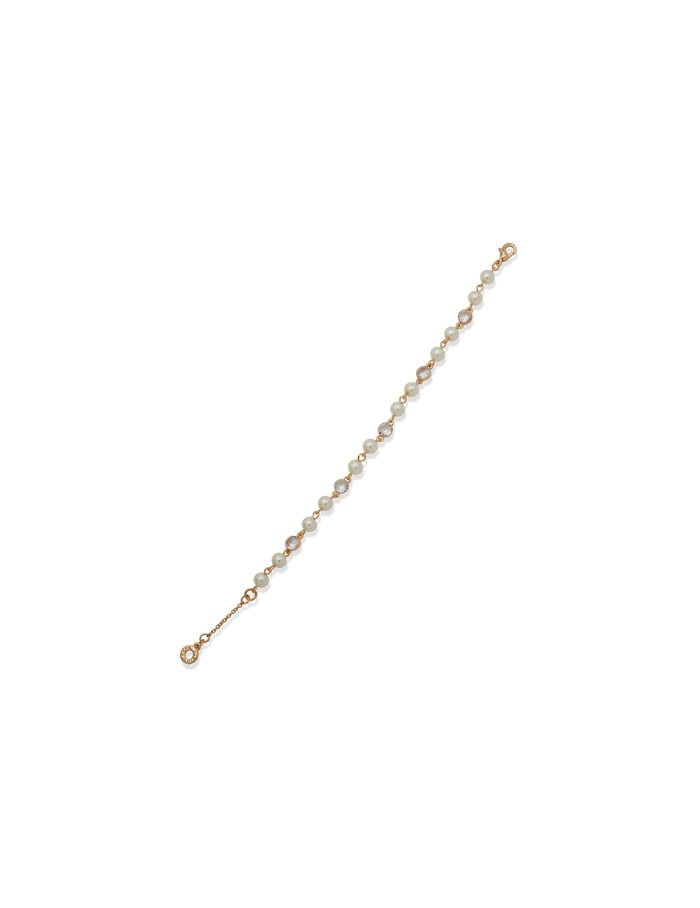 Anne Klein Gold Tone Flex Gold-Tone Pearl and Crystal Bracelet