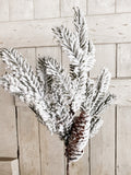 Flocked Spruce Pine Spray