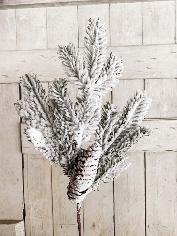 Flocked Spruce Pine Spray