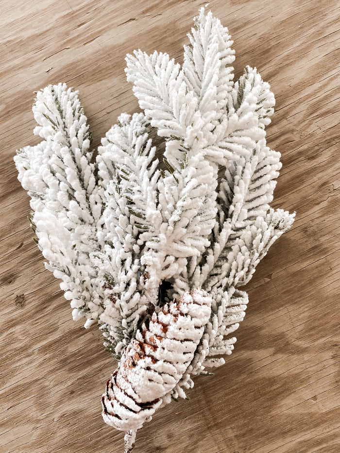 Flocked Spruce Pine Spray
