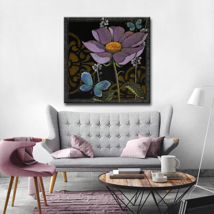 'Gilt Slate Flora No. 1' Wrapped Canvas Wall Art
