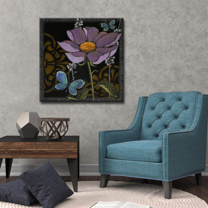 'Gilt Slate Flora No. 1' Wrapped Canvas Wall Art