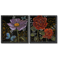 'Gilt Slate Flora No. 1/2' 2 Piece Wrapped Canvas Wall Art Set