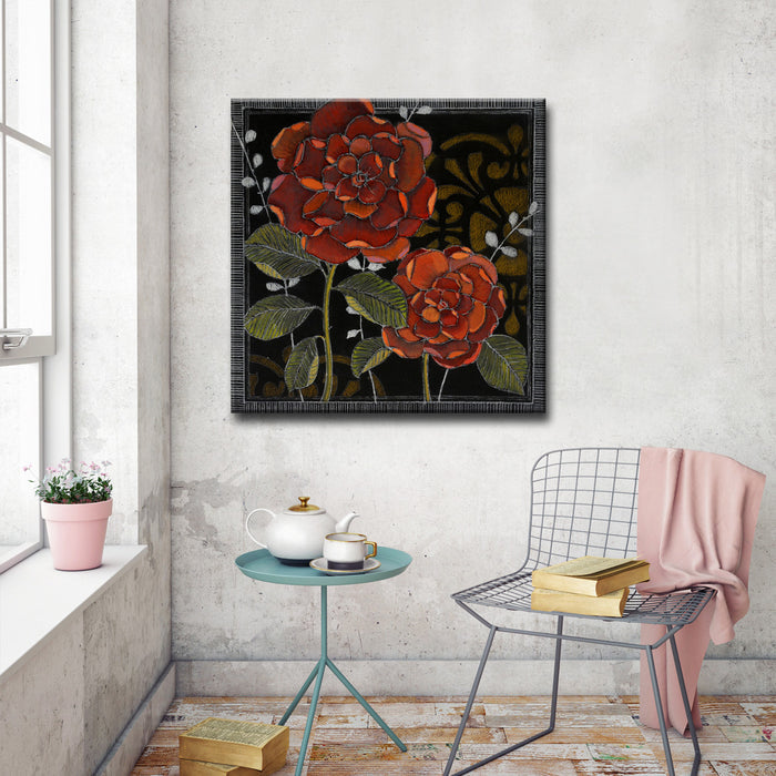 'Gilt Slate Flora No. 2' Wrapped Canvas Wall Art