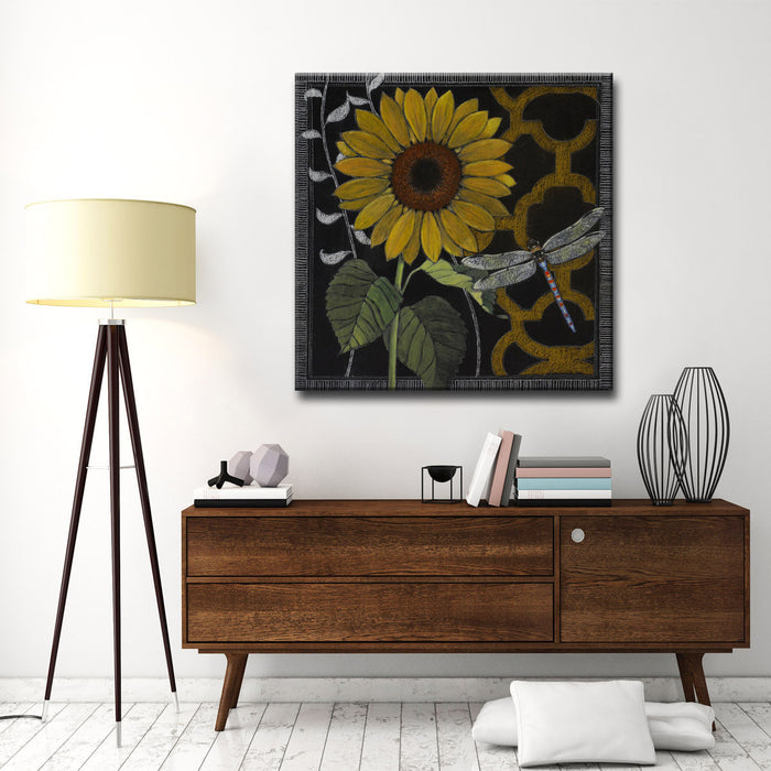 'Gilt Slate Flora No. 4' Wrapped Canvas Wall Art
