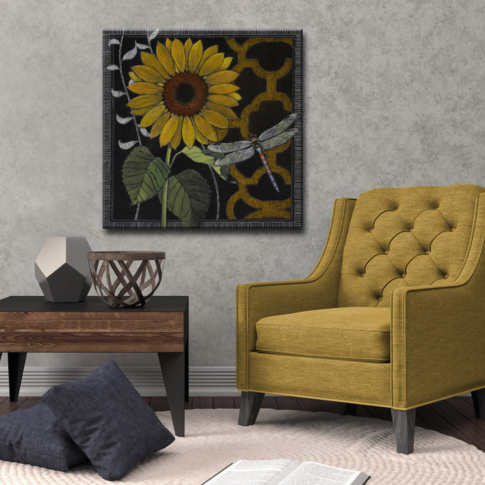 'Gilt Slate Flora No. 4' Wrapped Canvas Wall Art