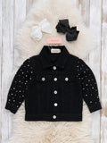 Girls Pearl Studded Black Jacket