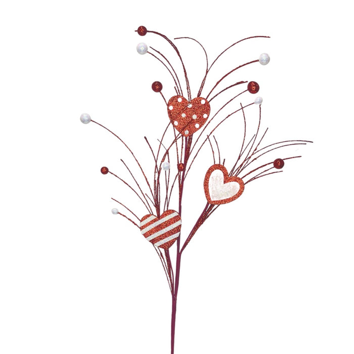 Glitter Heart Twig Spray