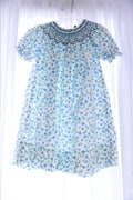 Glory Blue Floral Smocked Dress