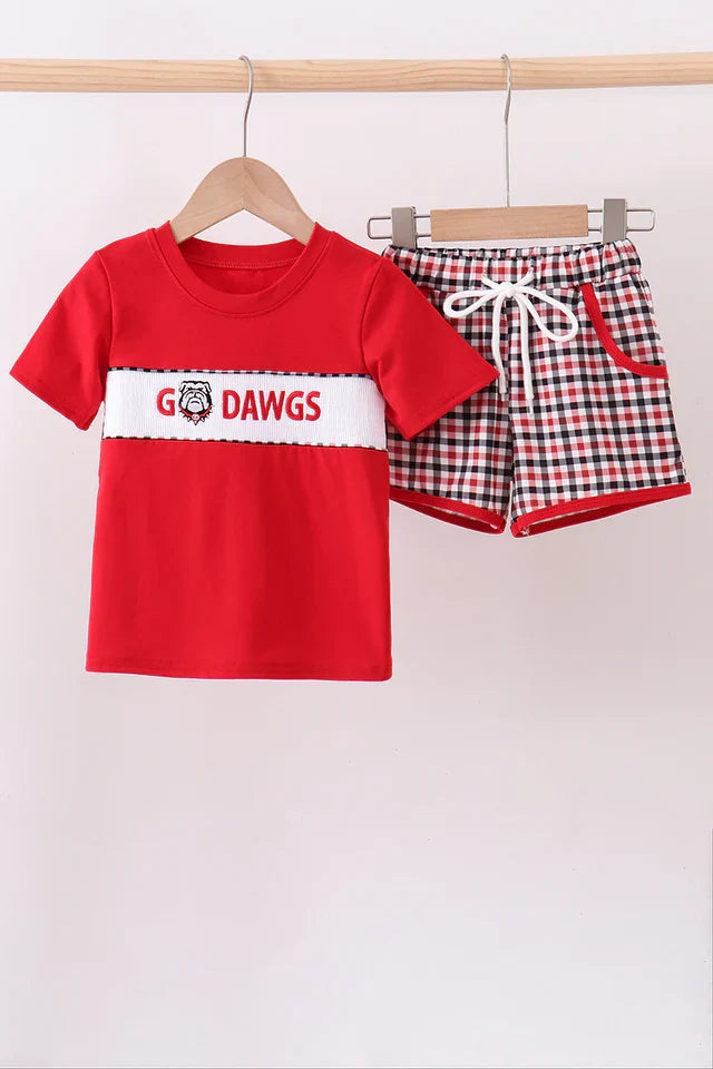 Go Dawgs Plaid Short Set